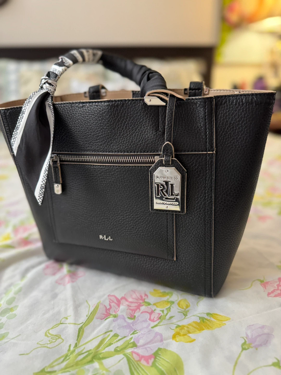 Ralph Lauren Black Leather Tote Bag