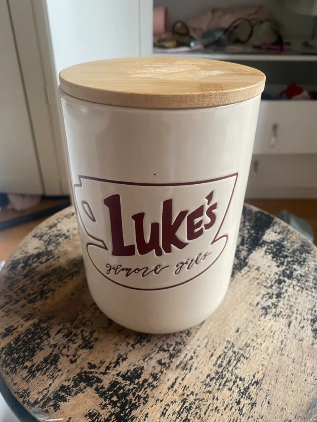 Gilmore Girls Luke's Ceramic Canister with Bamboo Lid