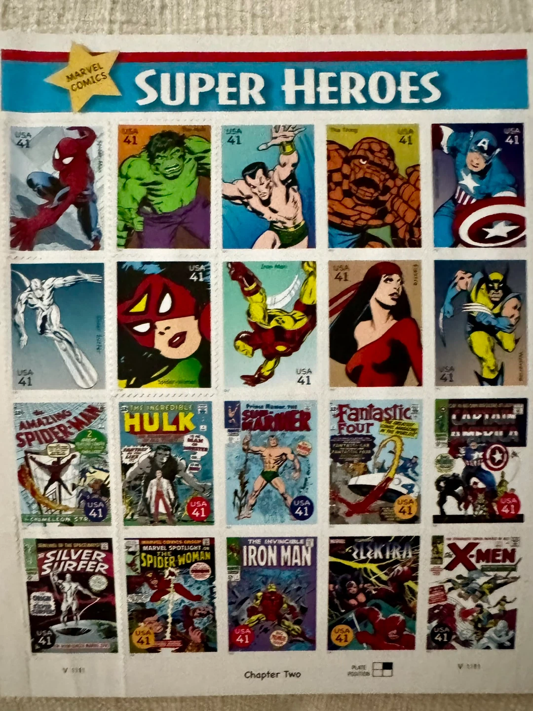 Marvel Comics Super Heroes Stamp Sheet
