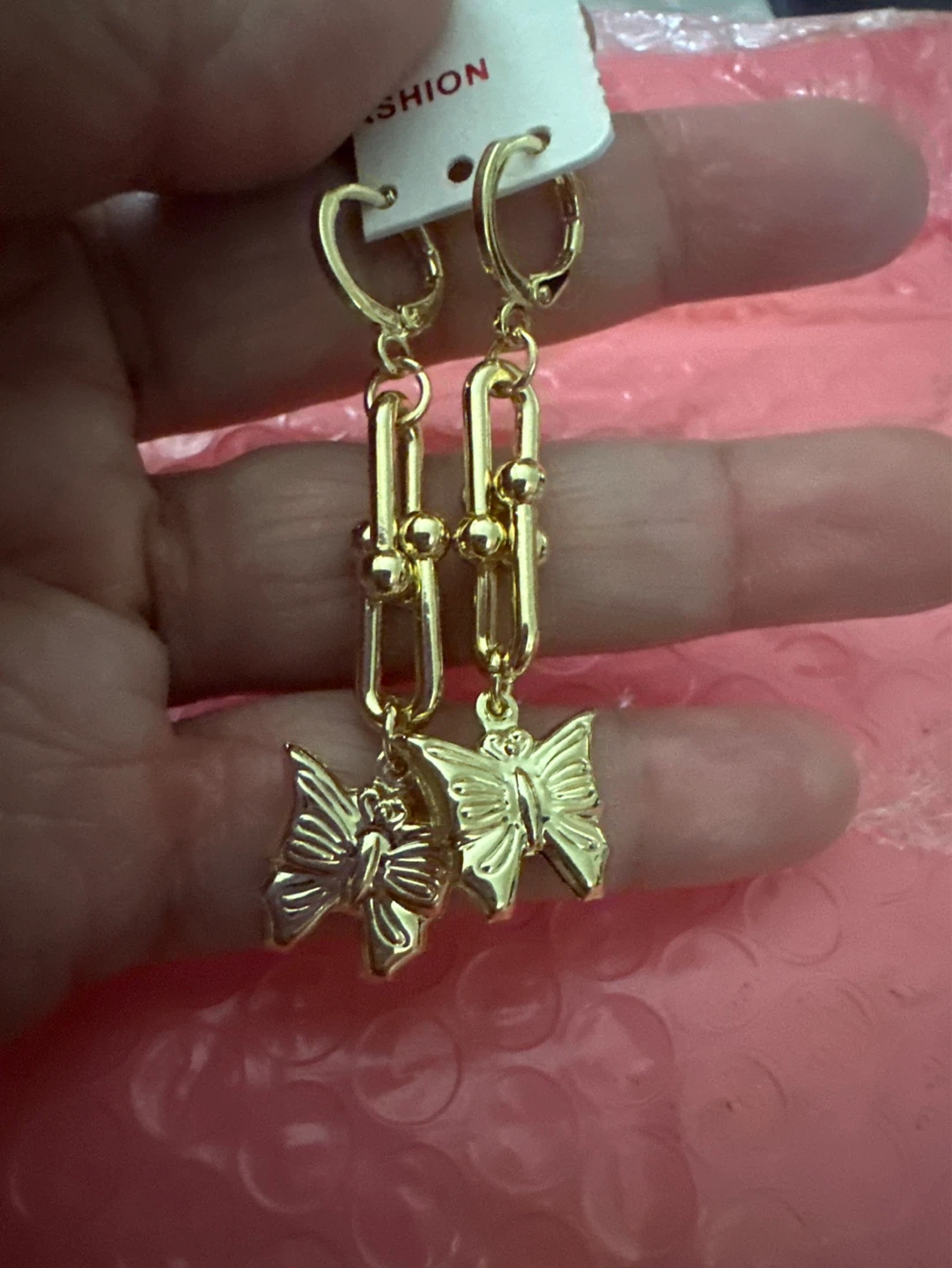 Gold Butterfly Drop Earrings