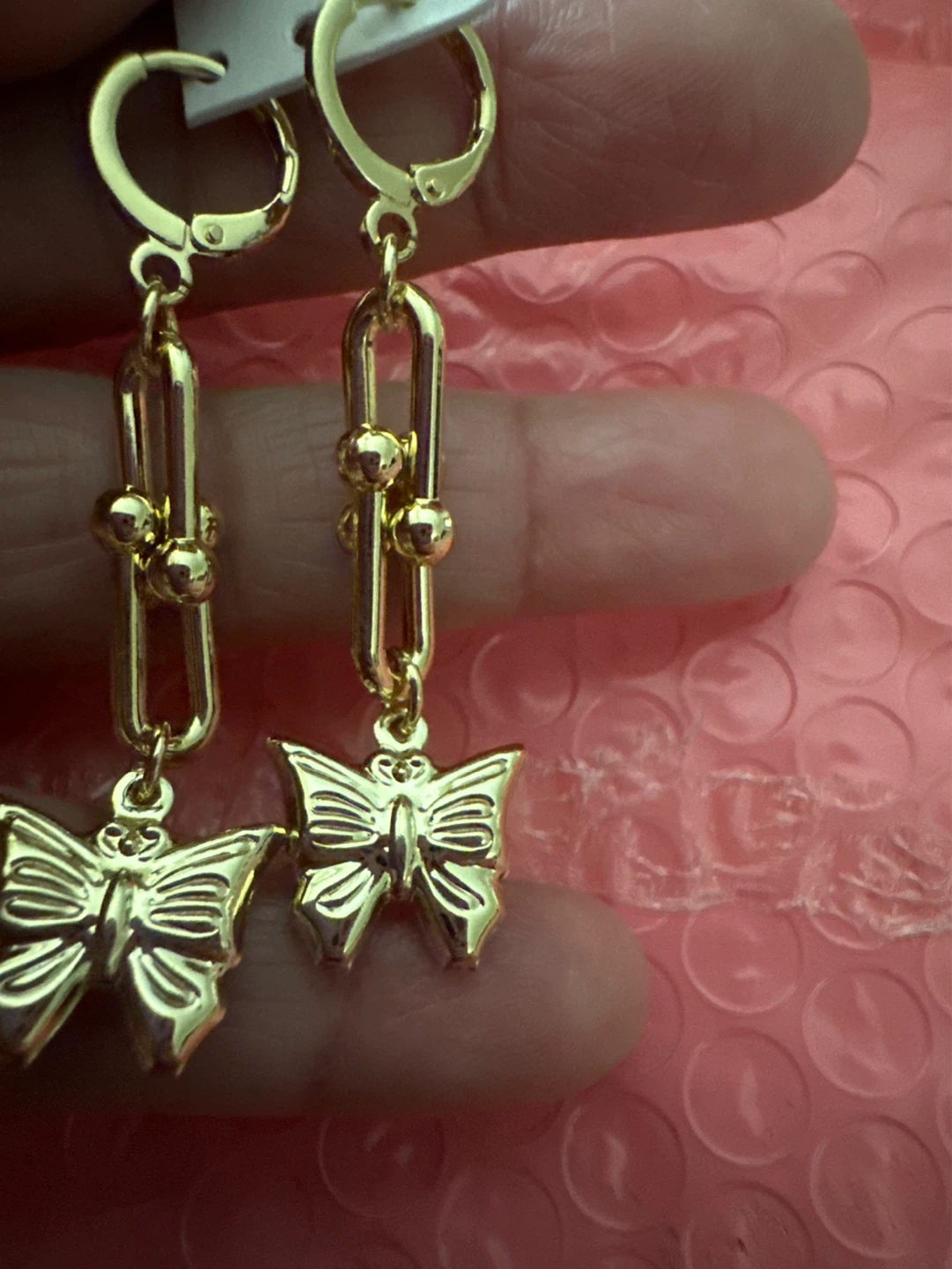 Gold Butterfly Drop Earrings - photo 2