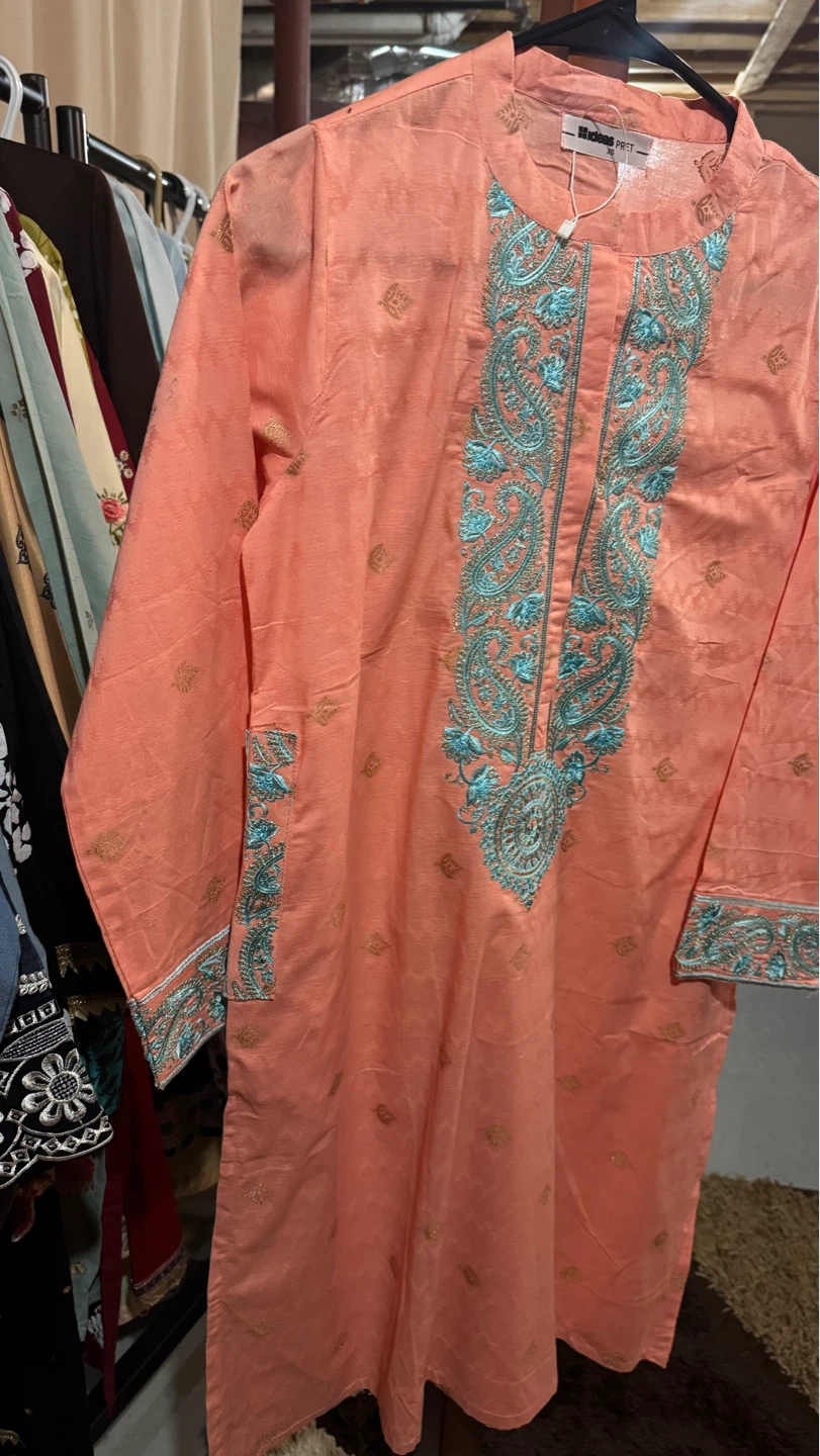 Ideas Pret Coral Kurti with Blue Embroidery - XS - photo 4