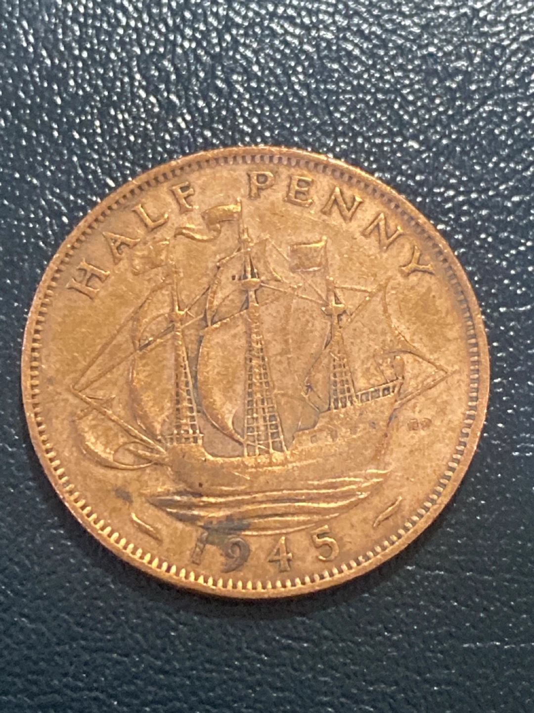 1945 King George VI Half Penny Coin - photo 2