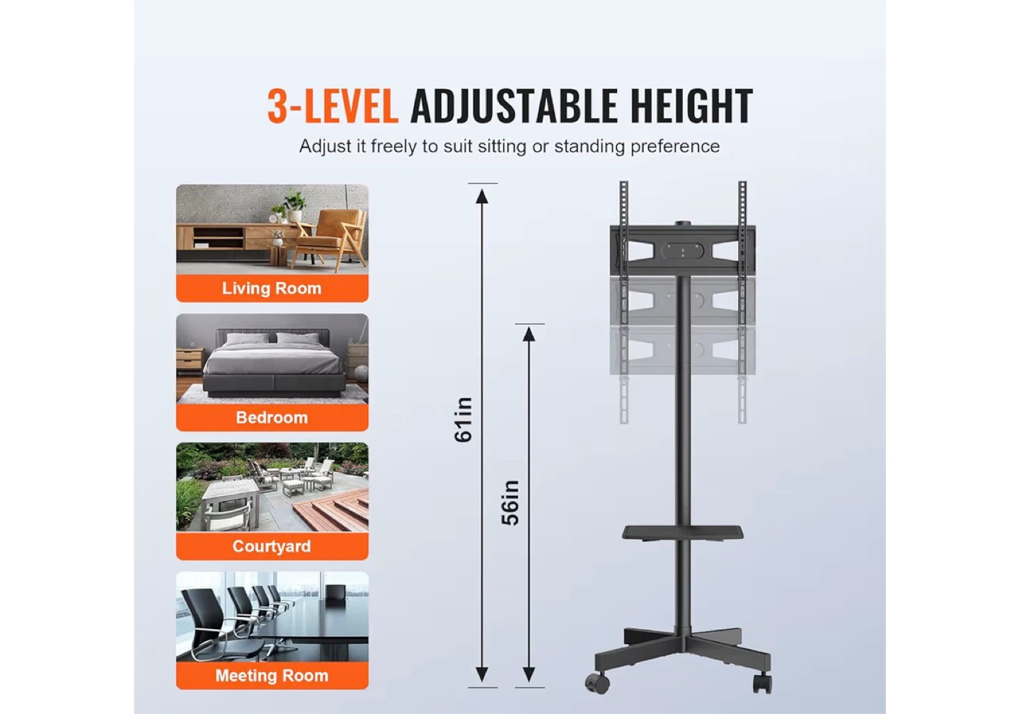 VEVOR Rolling TV Stand for 60" TVs - photo 4