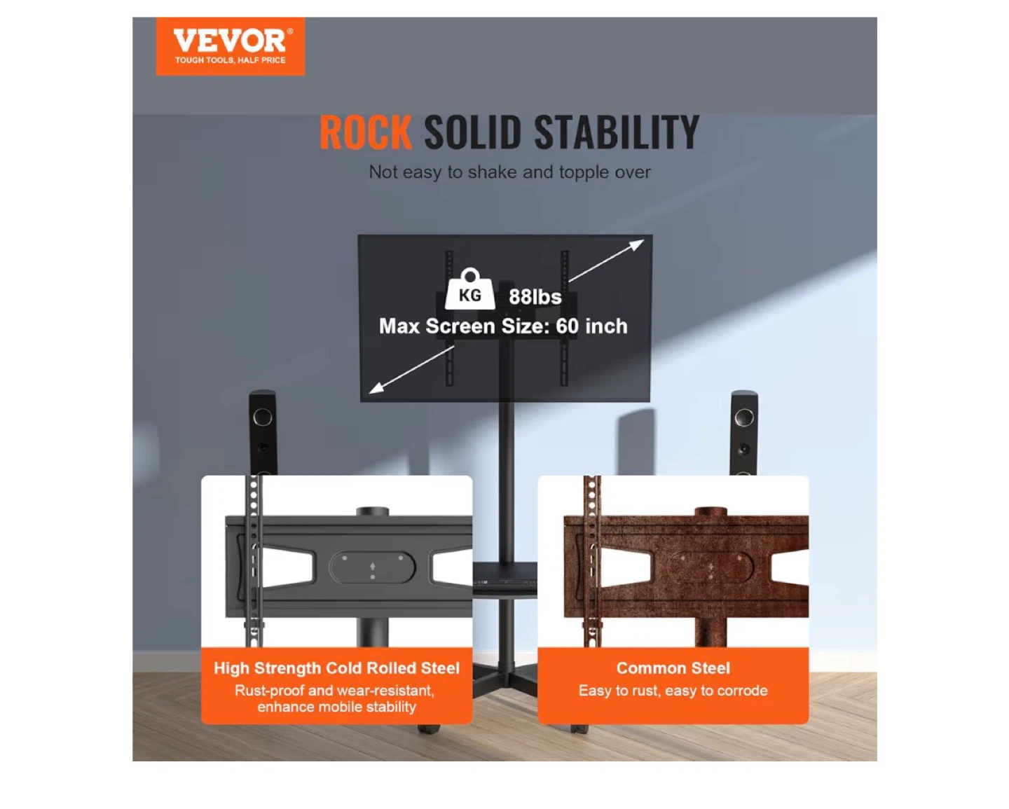 VEVOR Rolling TV Stand for 60" TVs - photo 2