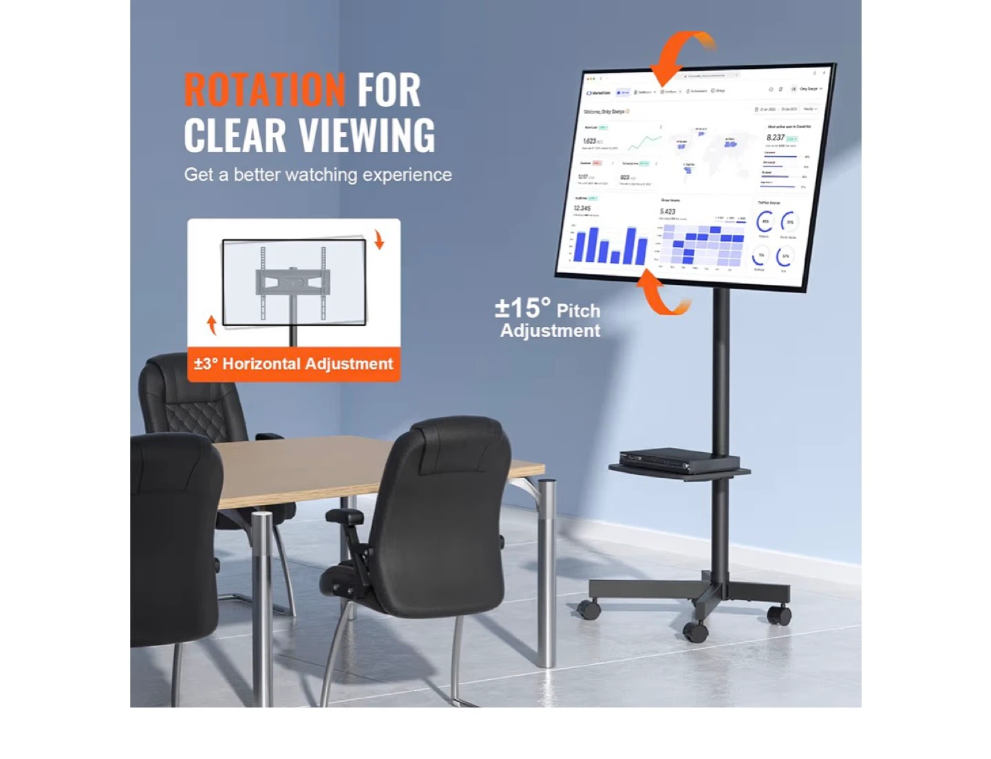 VEVOR Rolling TV Stand for 60" TVs - photo 3