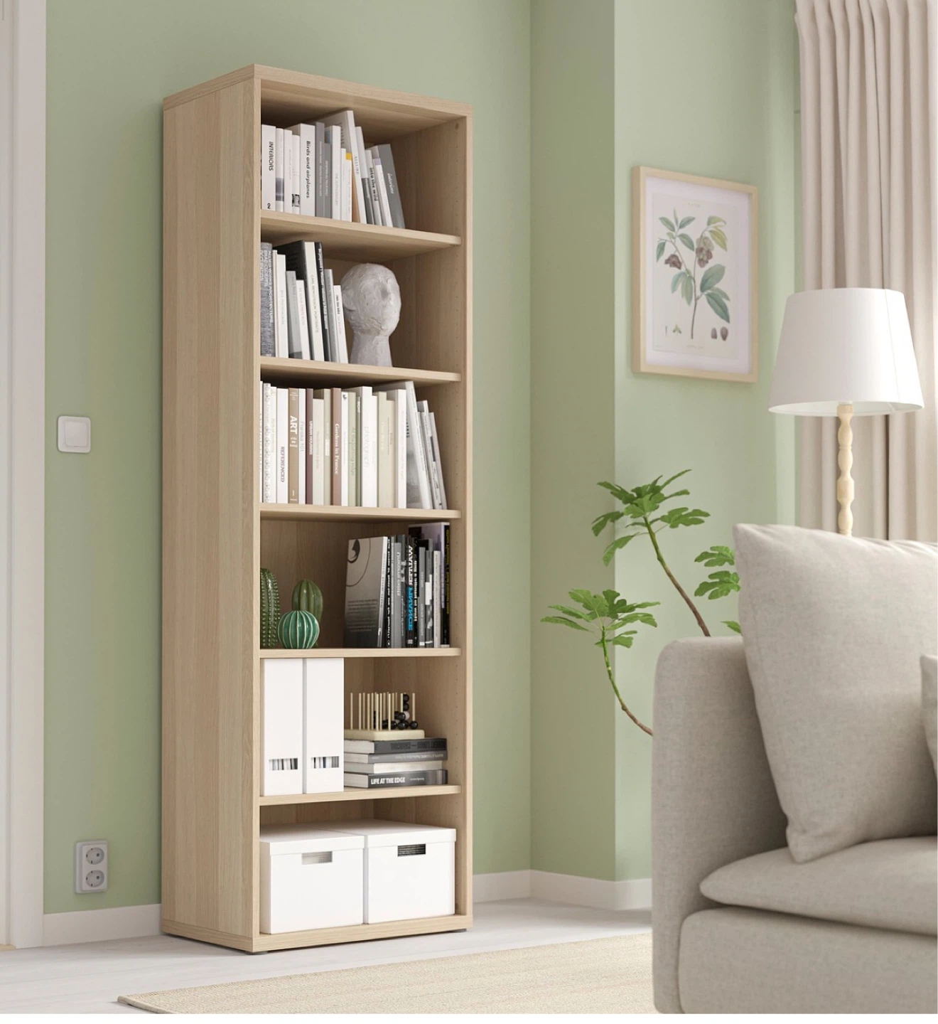 IKEA Tall 5-Shelf Bookcase - Light Wood Tone
