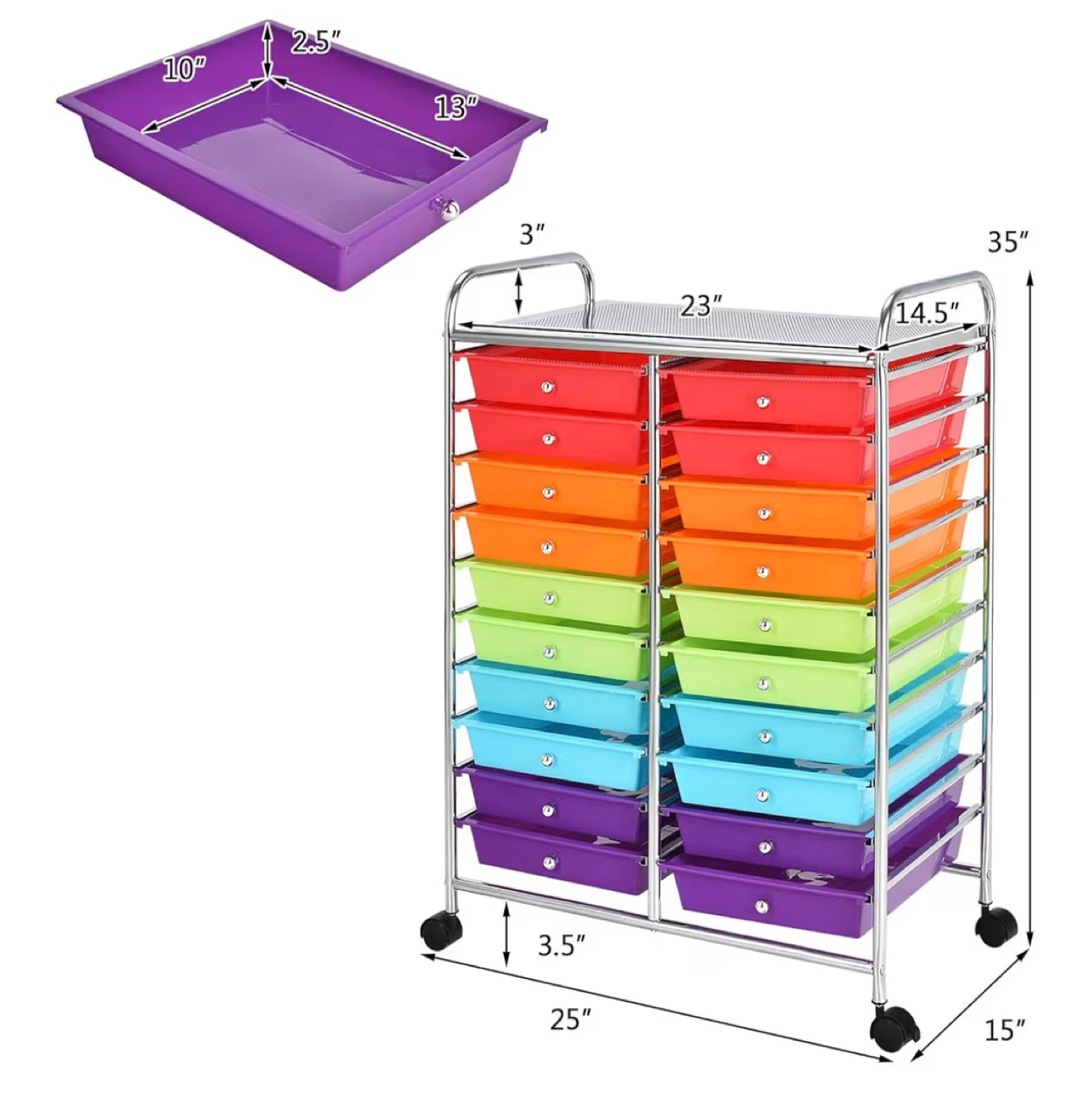 12-Drawer Rolling Storage Cart - photo 3