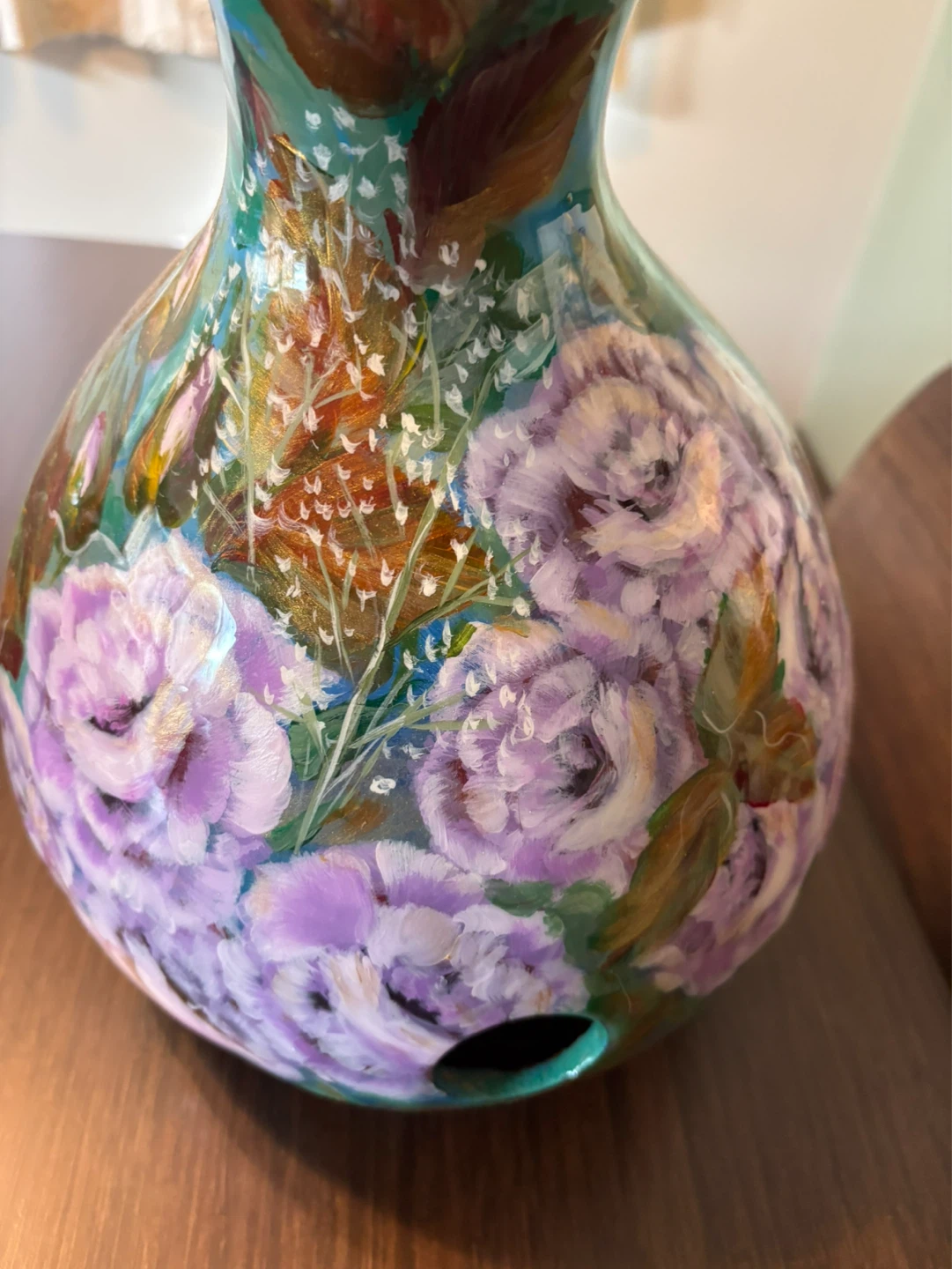 Hand-Painted Gourd Birdhouse with Floral Design - photo 2
