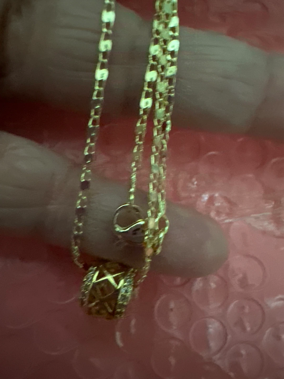 Gold Tone Necklace with Geometric Pendant - photo 2