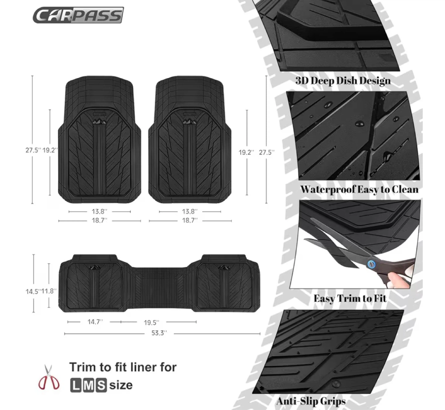 CARPASS All Season Floor Mats for Car/SUV/Pickup - photo 3
