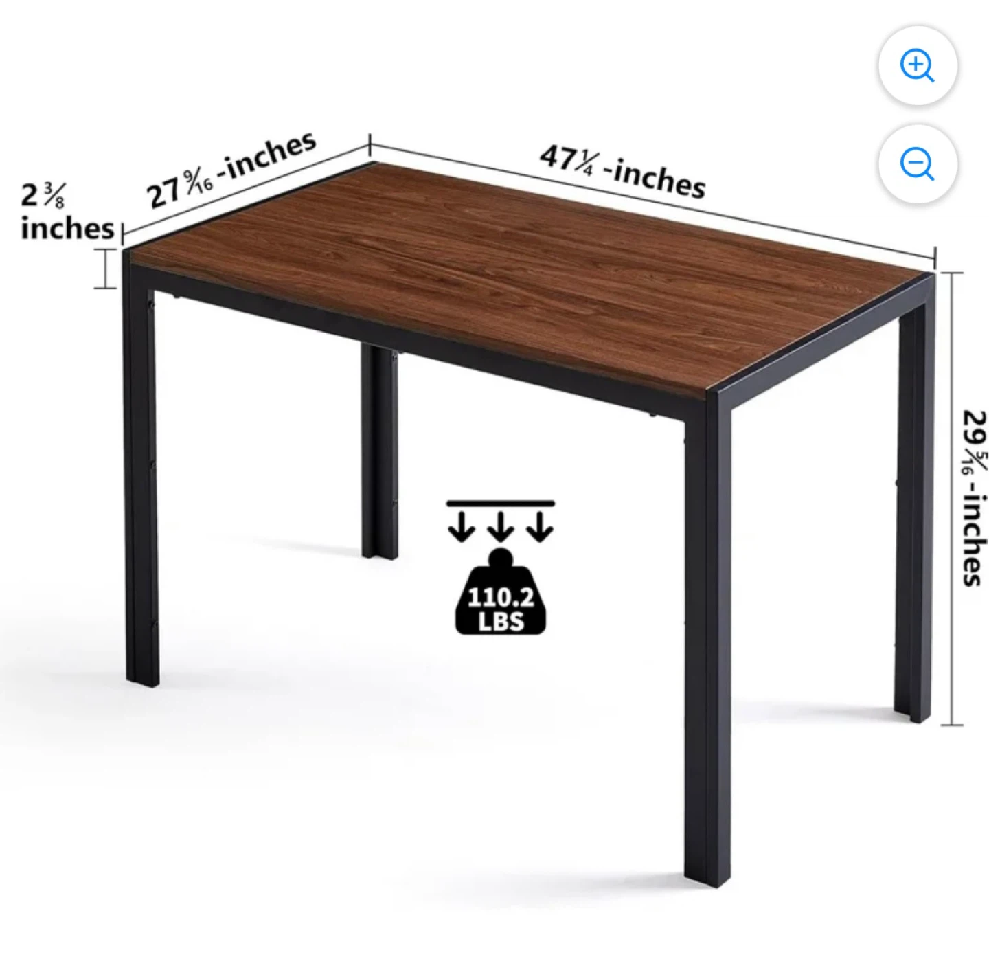 Dining Table - Faux Wood Top, Black Metal Frame - photo 3