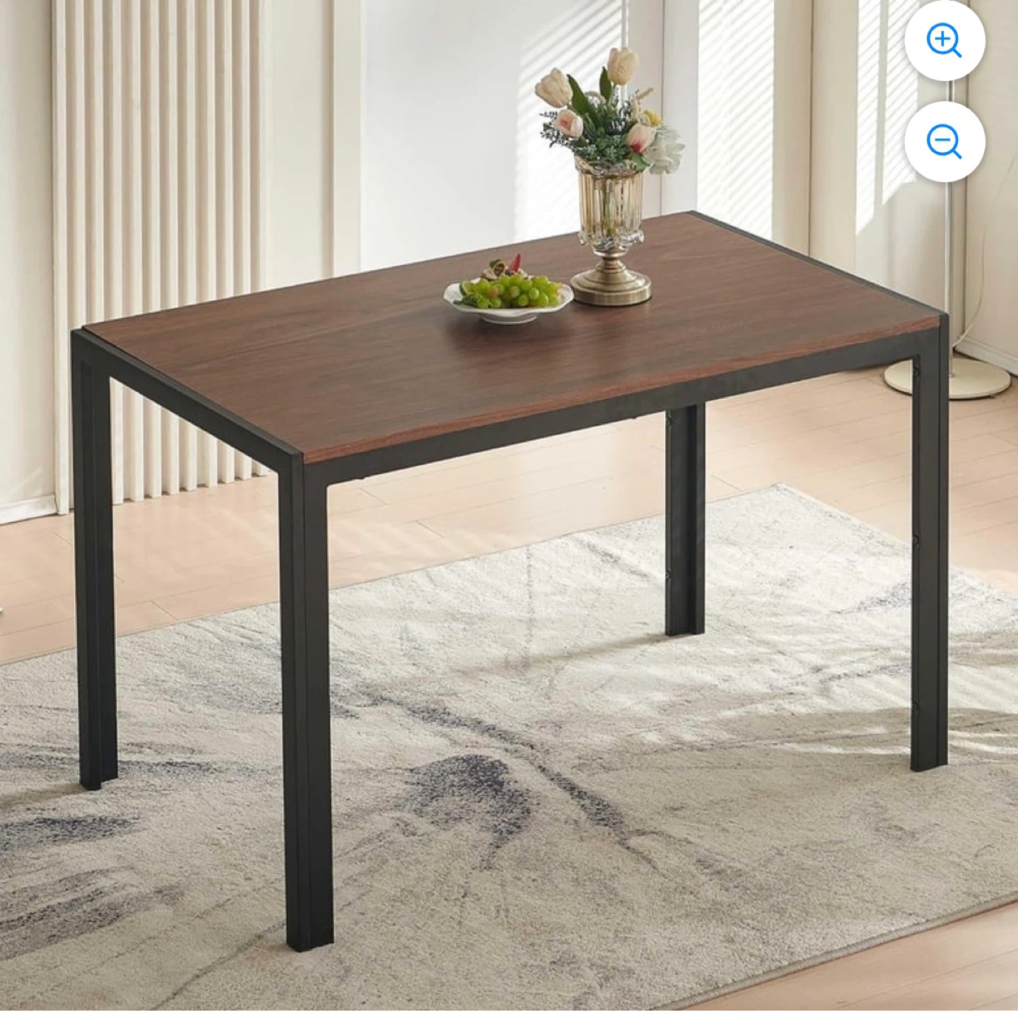 Dining Table - Faux Wood Top, Black Metal Frame - photo 2