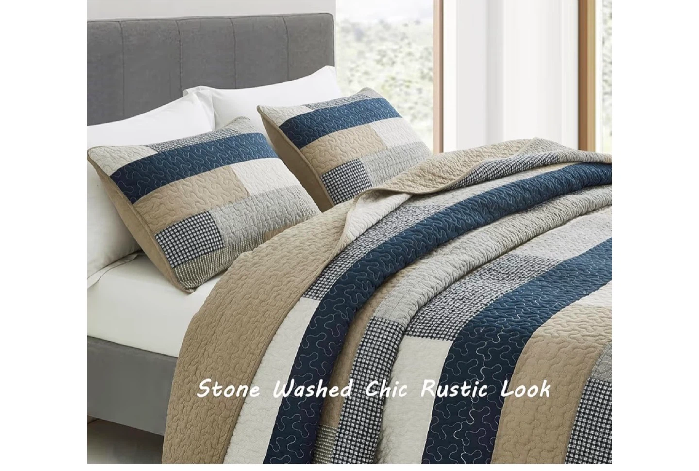 queen sizeStone Washed Chic Rustic Look" Quilt Set - photo 4