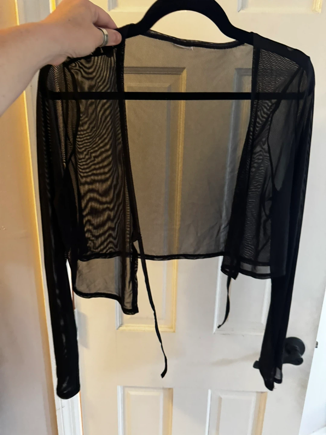 Black Mesh Sheer Cardigan