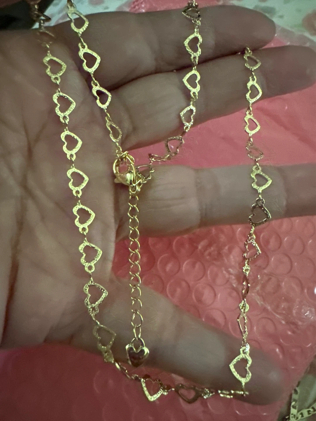 14k Gold laminated Heart Chain Necklace