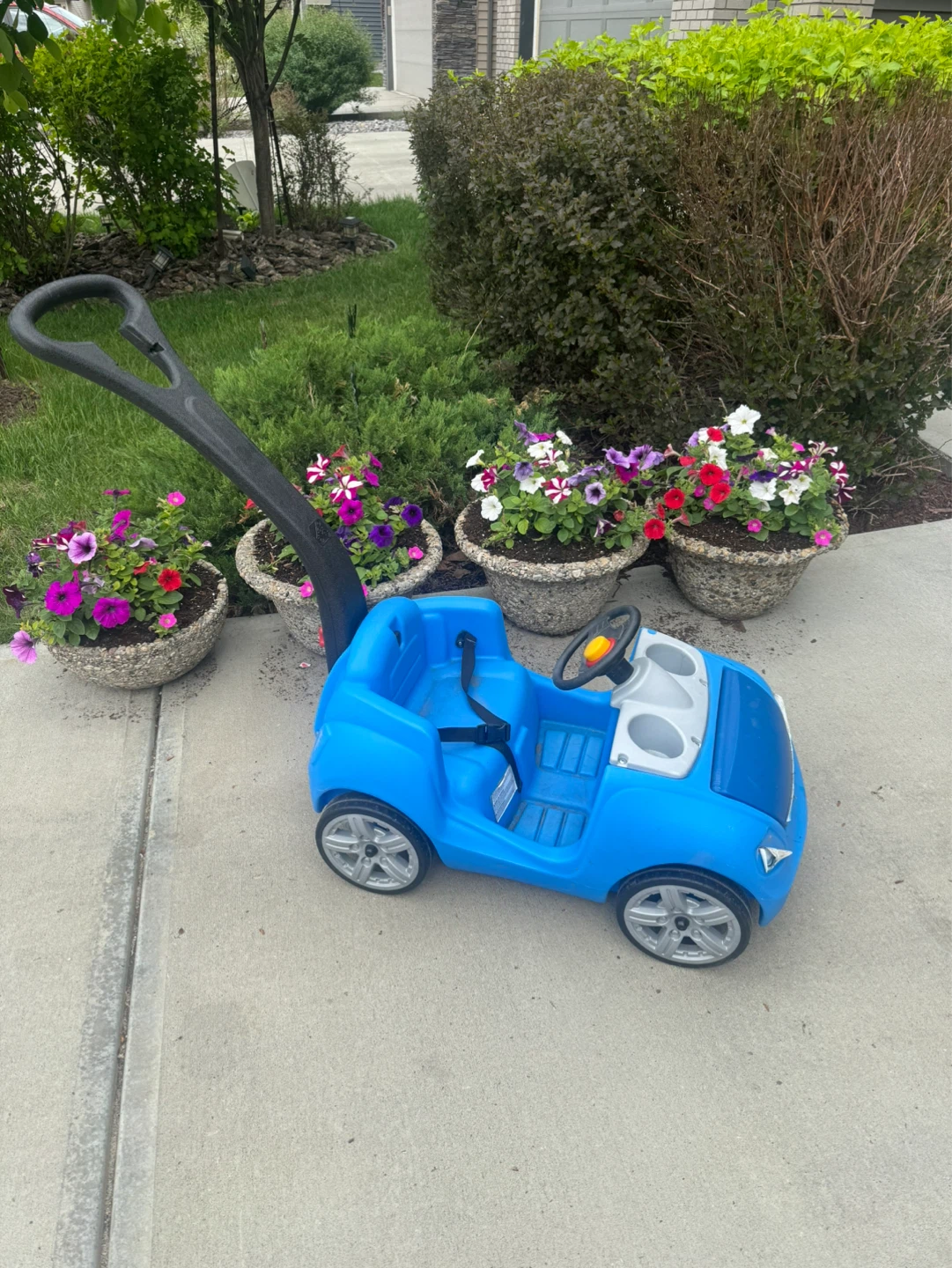 Blue Ride-On Push Car with Handle