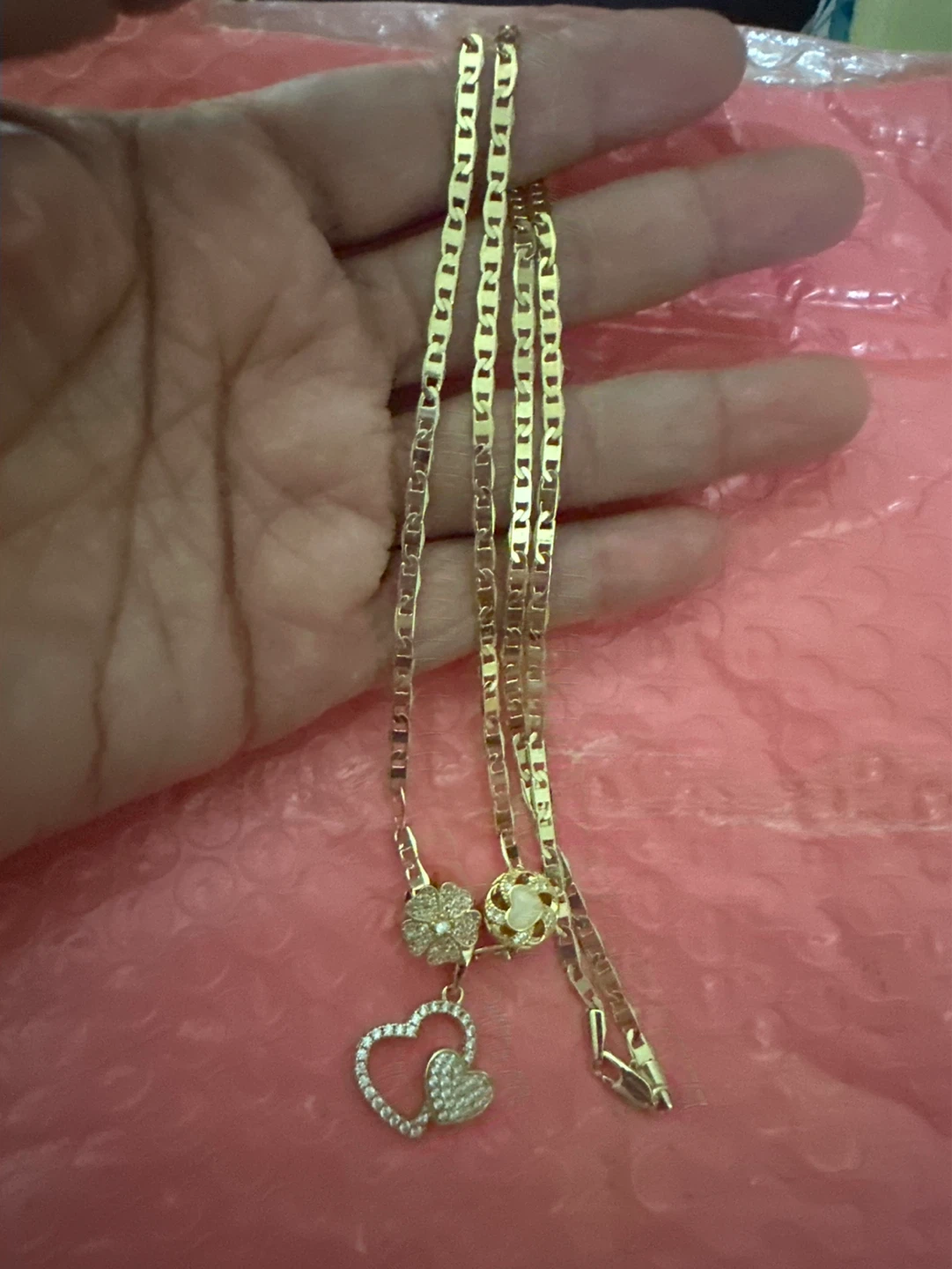 Gold  laminated Necklace with Charms