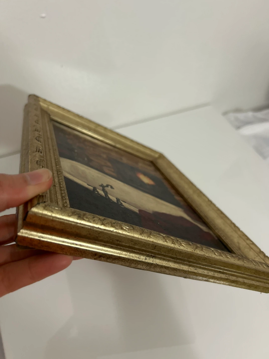 Framed Painting Print of a Bathtub by a Fireplace - photo 4