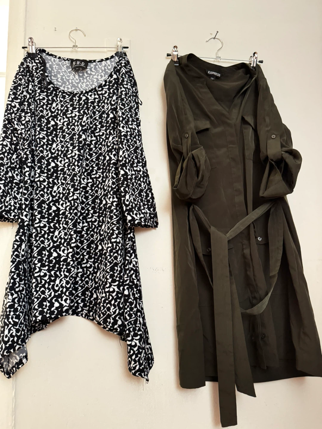 N.W.D Black & White Pattern Tunic & Express Olive Dress