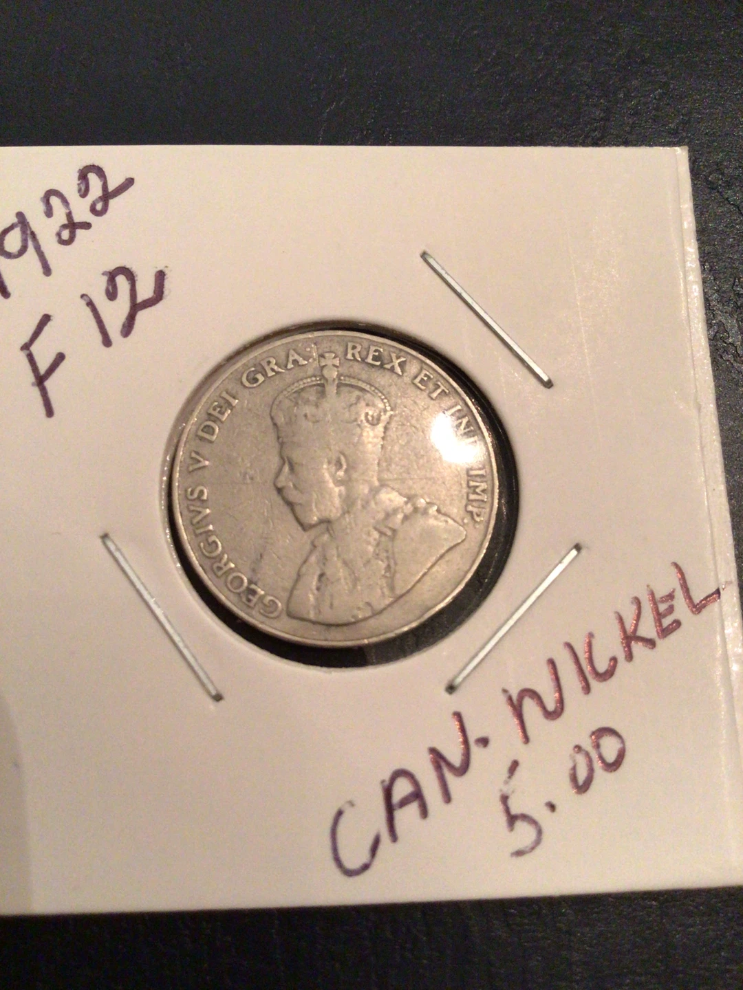 1922 Canadian Five Cents Coin