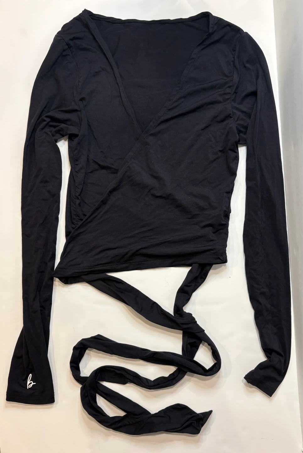 Black Wrap Long Sleeve Top
