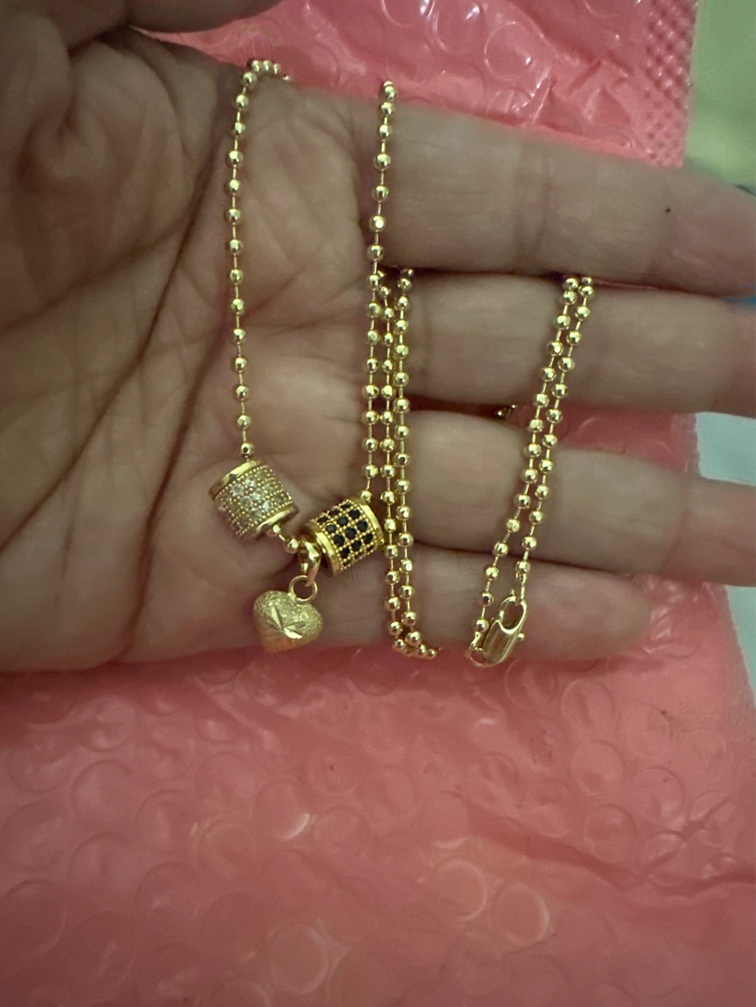 14k Gold laminated Heart Charm Necklace