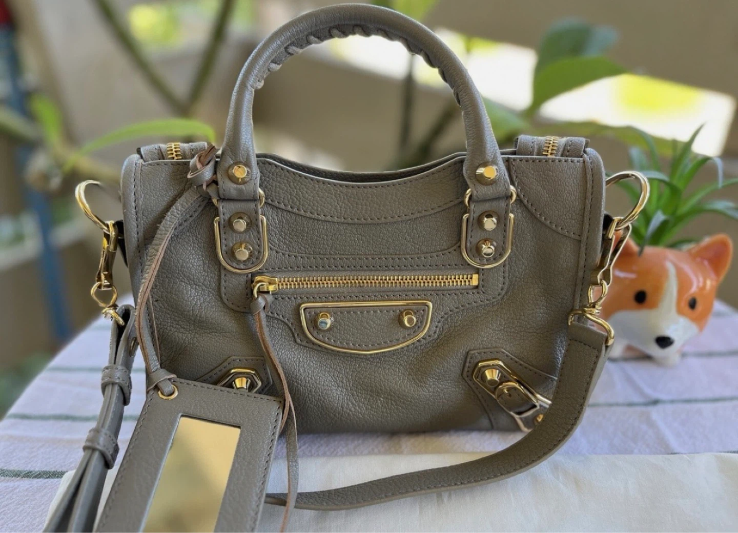 Balenciaga Grey Leather City Mini Bag