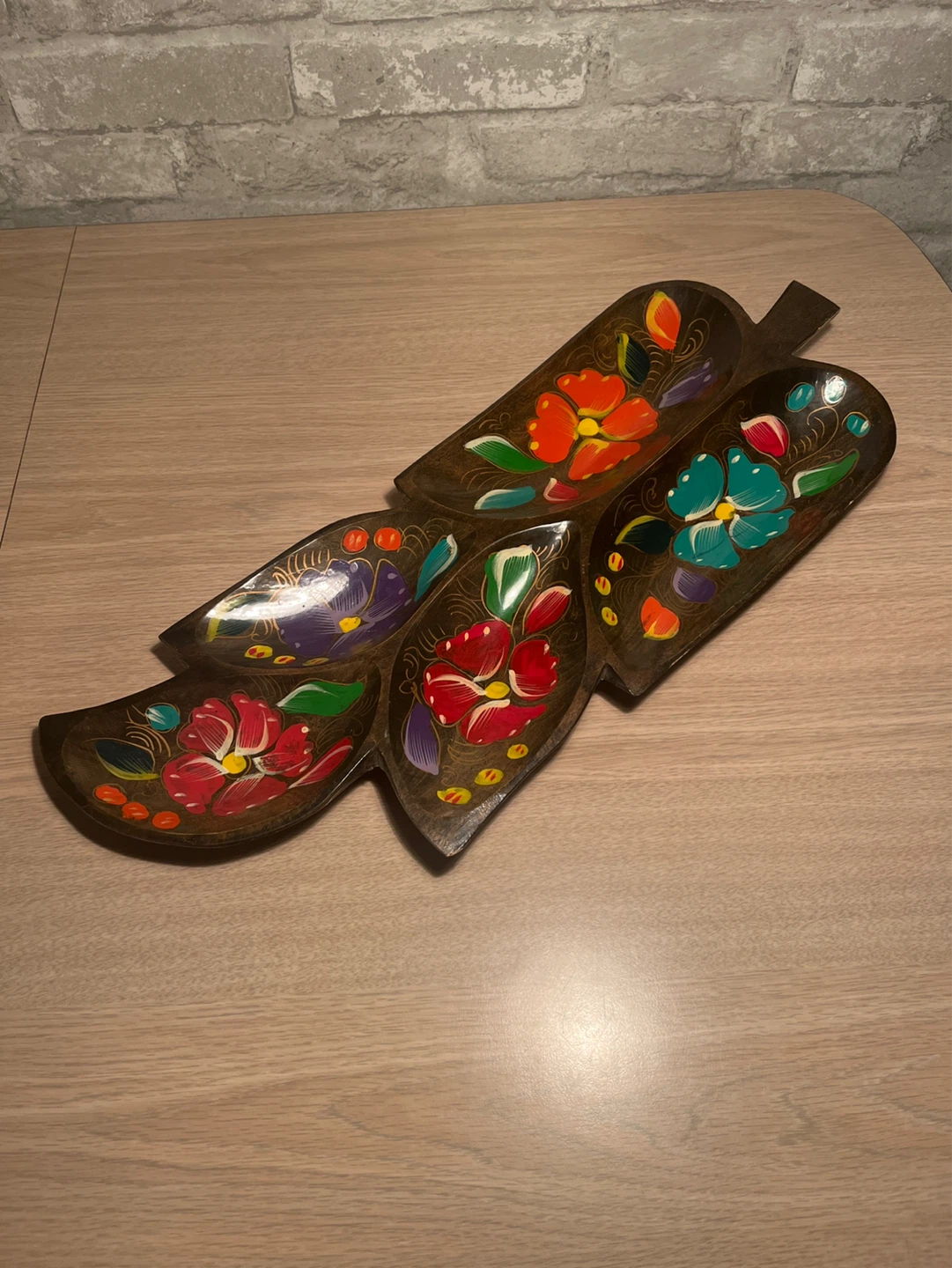Hand-Painted Wooden Serving Tray from  Acapulco