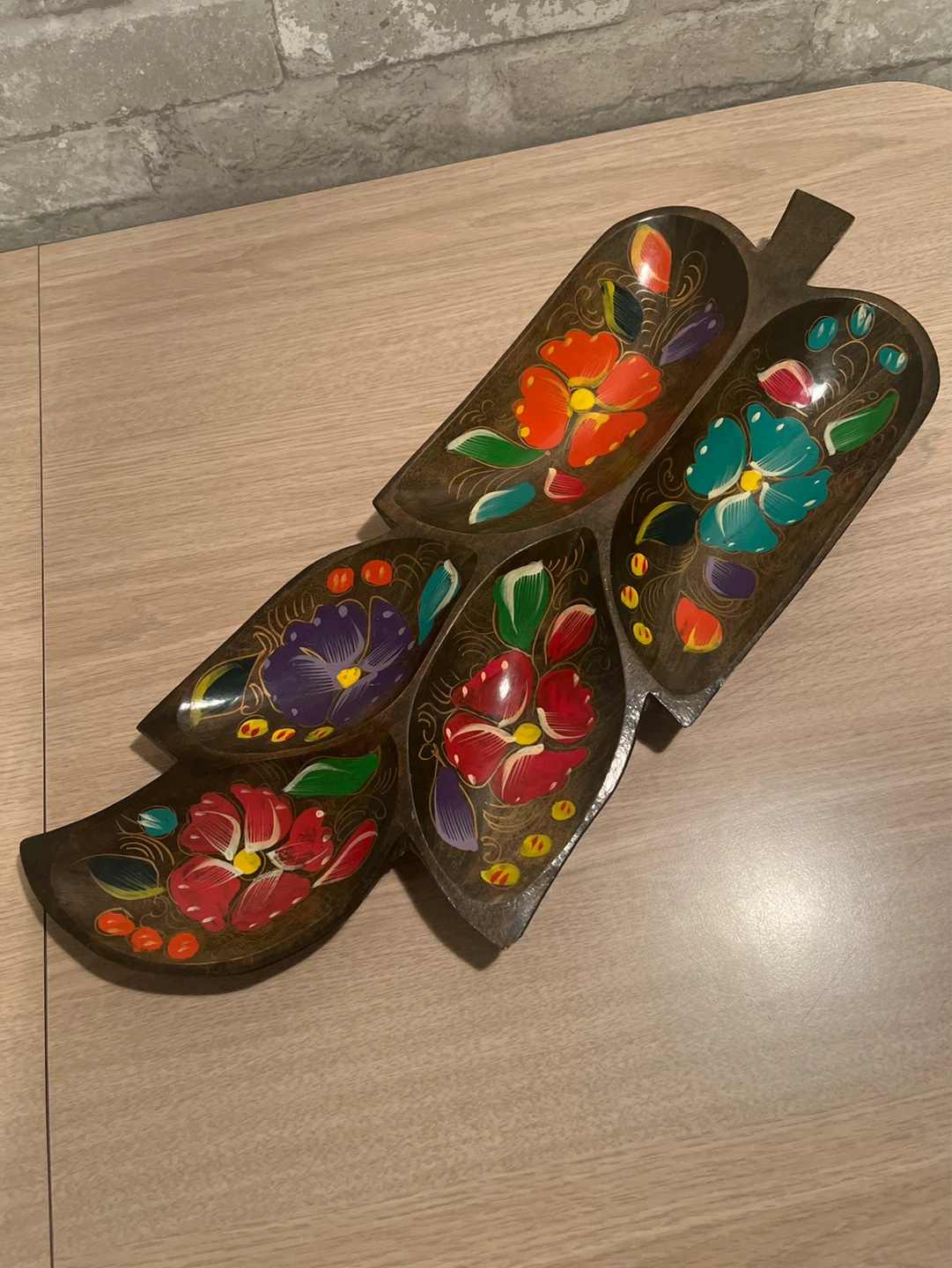Hand-Painted Wooden Serving Tray from  Acapulco - photo 3