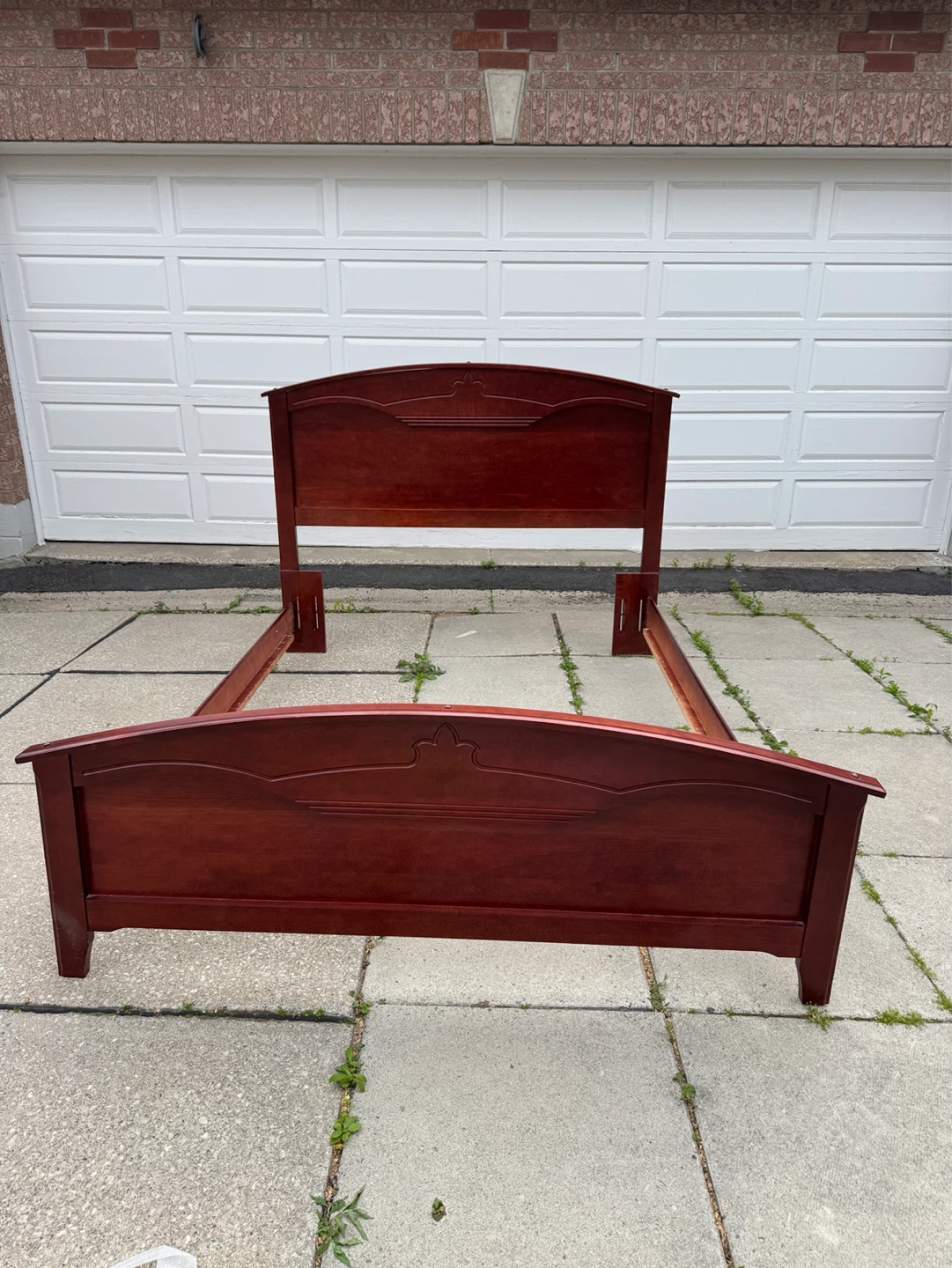Wooden Bed Frame with Headboard - Cherry Finish