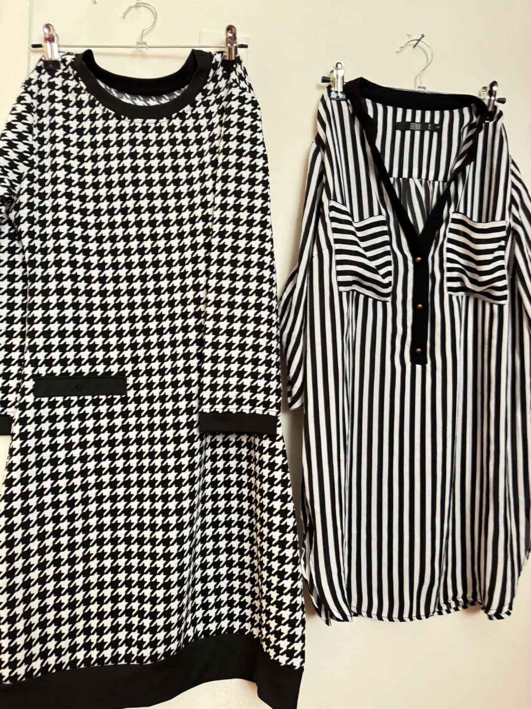 Bundle: Houndstooth Dress & Striped Tunic Top