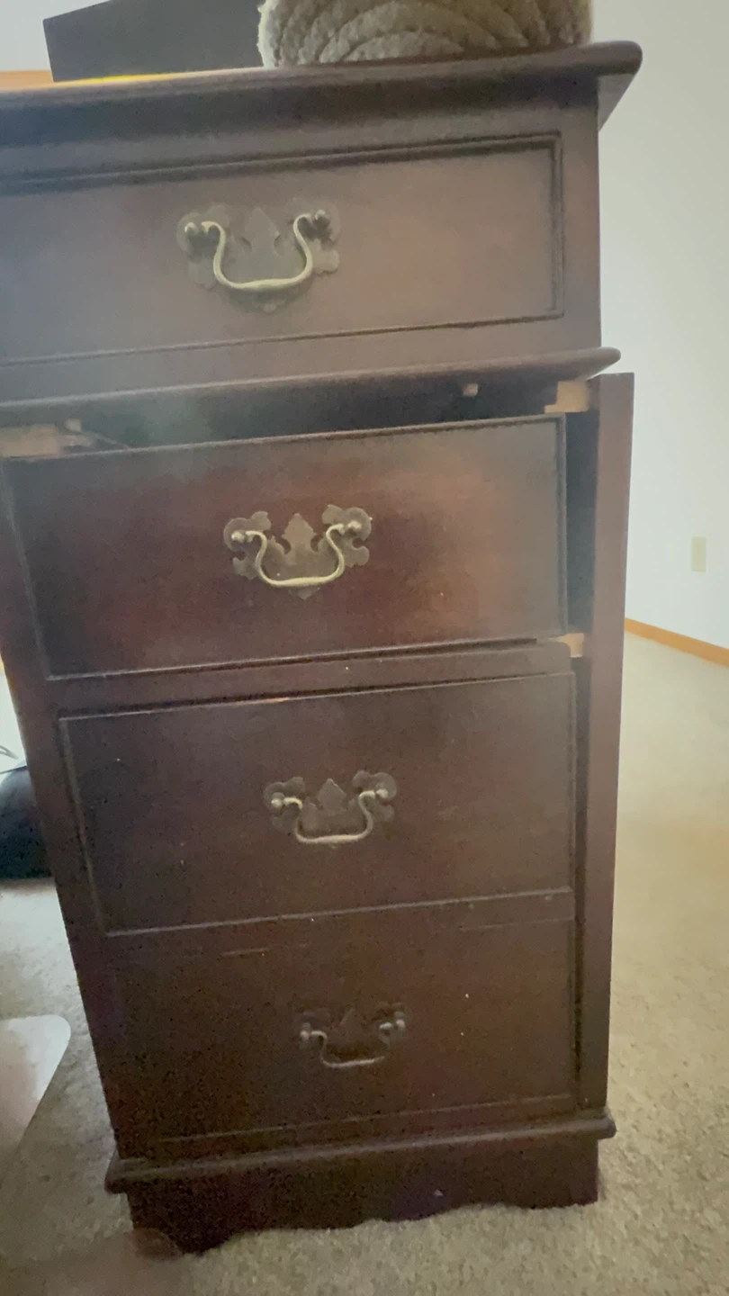 Dark Solid Wood Desk with Drawers