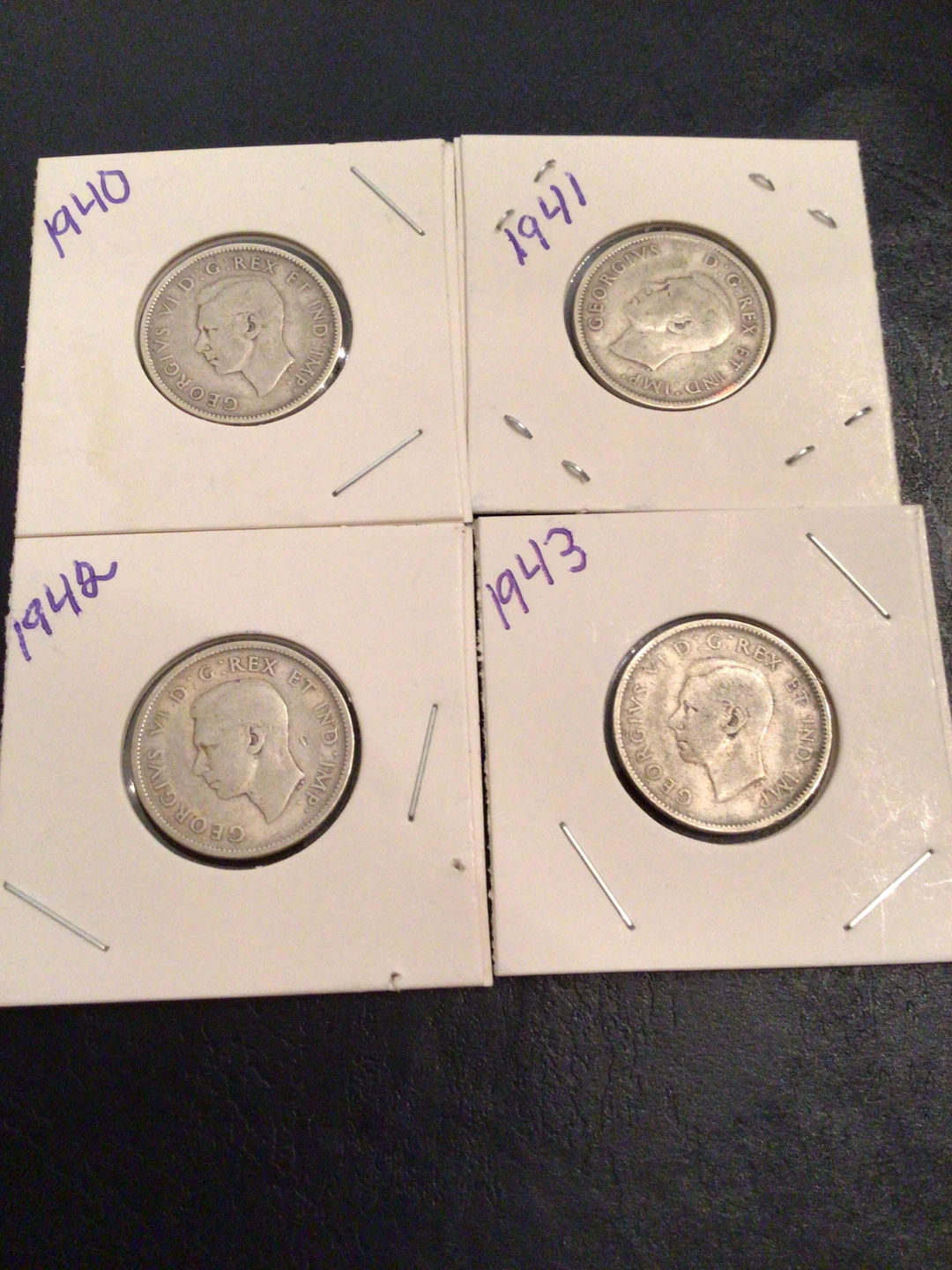 Collection of 4 Canadian Silver  Quarters