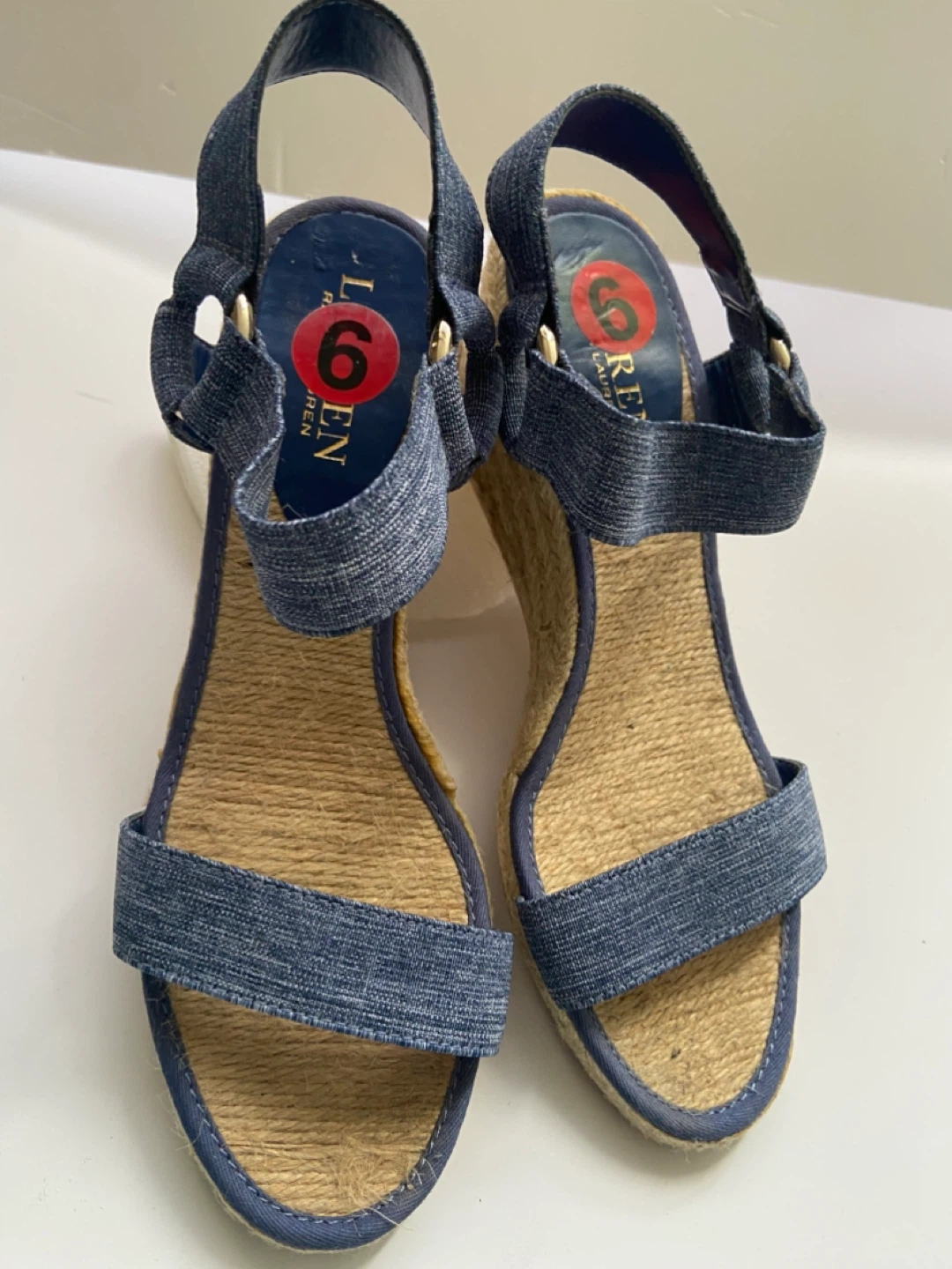 Lauren Ralph Lauren Denim Wedge Sandals Size 6 - photo 3