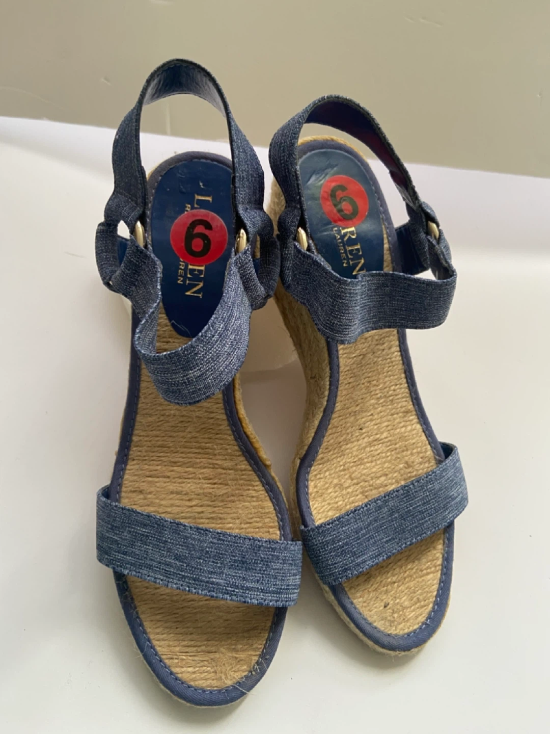 Lauren Ralph Lauren Denim Wedge Sandals Size 6