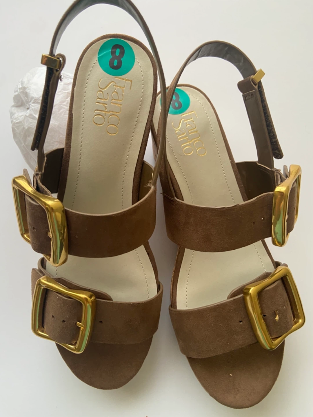Franco Sarto Brown Suede Wedge Sandals Size 8 - photo 4
