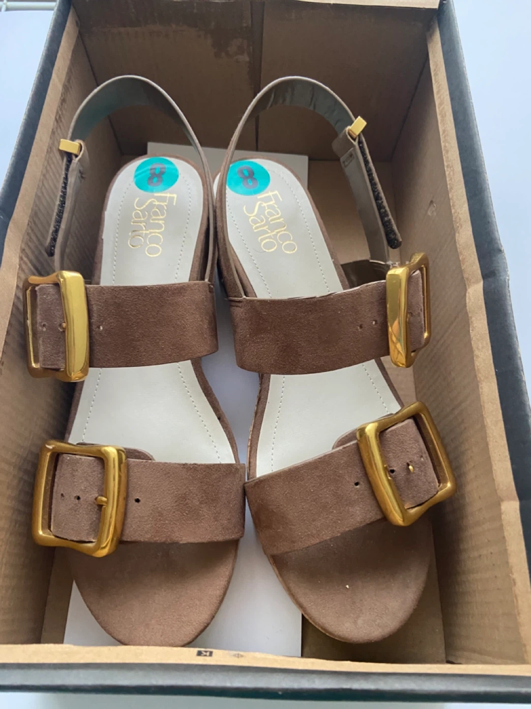 Franco Sarto Brown Suede Wedge Sandals Size 8 - photo 3