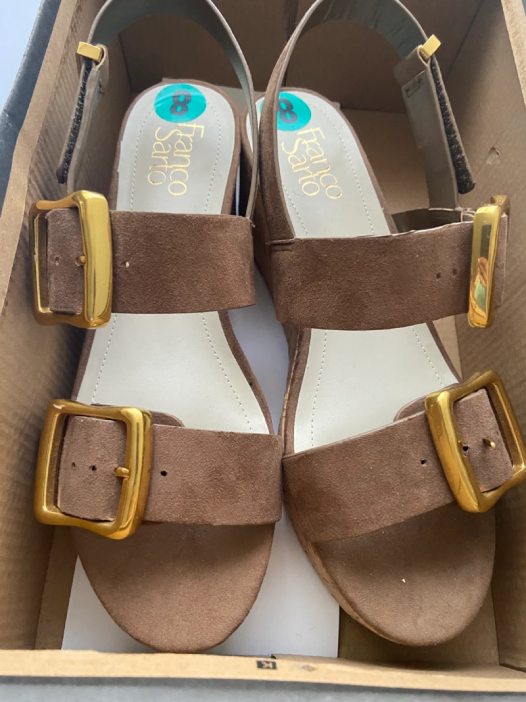 Franco Sarto Brown Suede Wedge Sandals Size 8 - photo 2