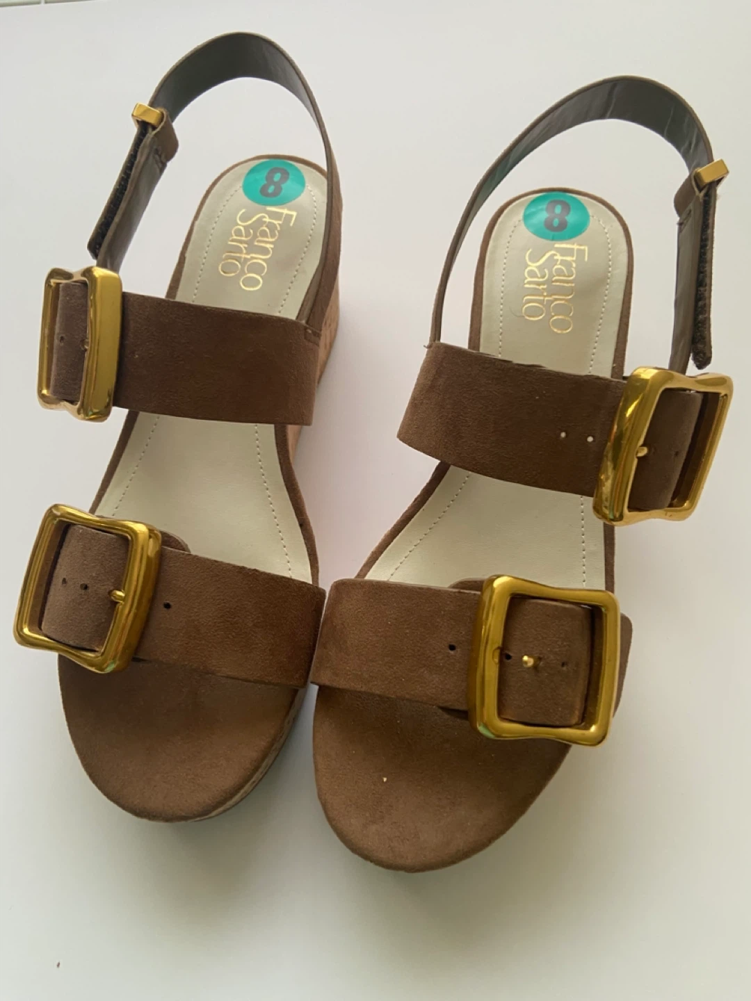 Franco Sarto Brown Suede Wedge Sandals Size 8