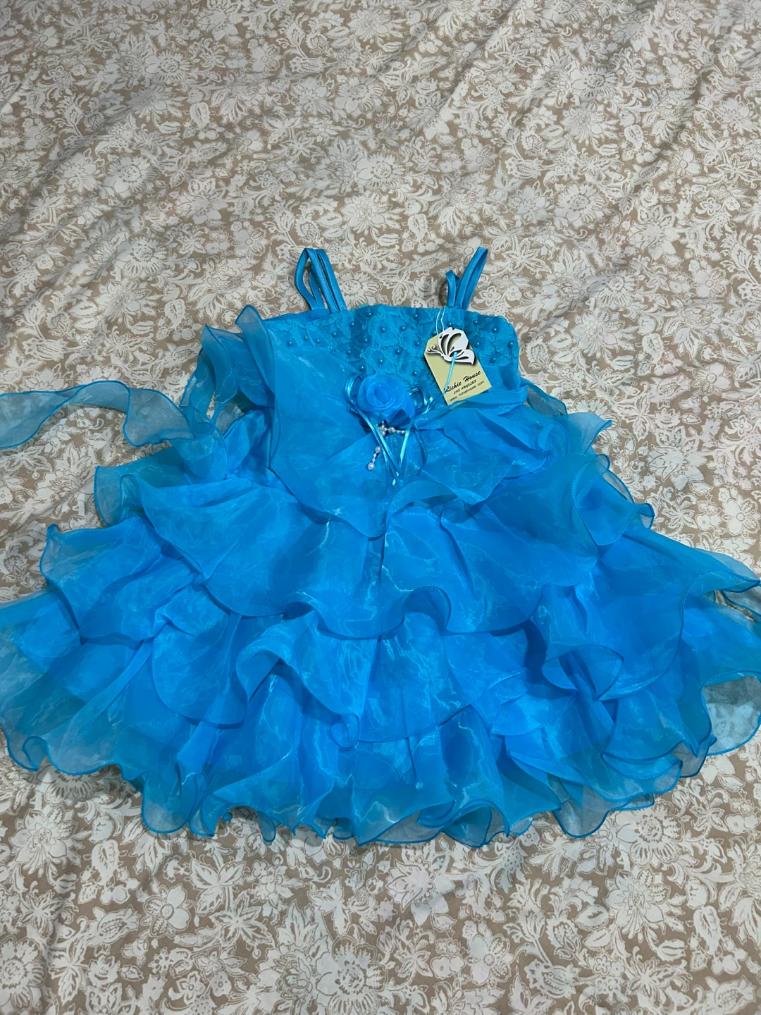 Richie House Blue Organza Dress