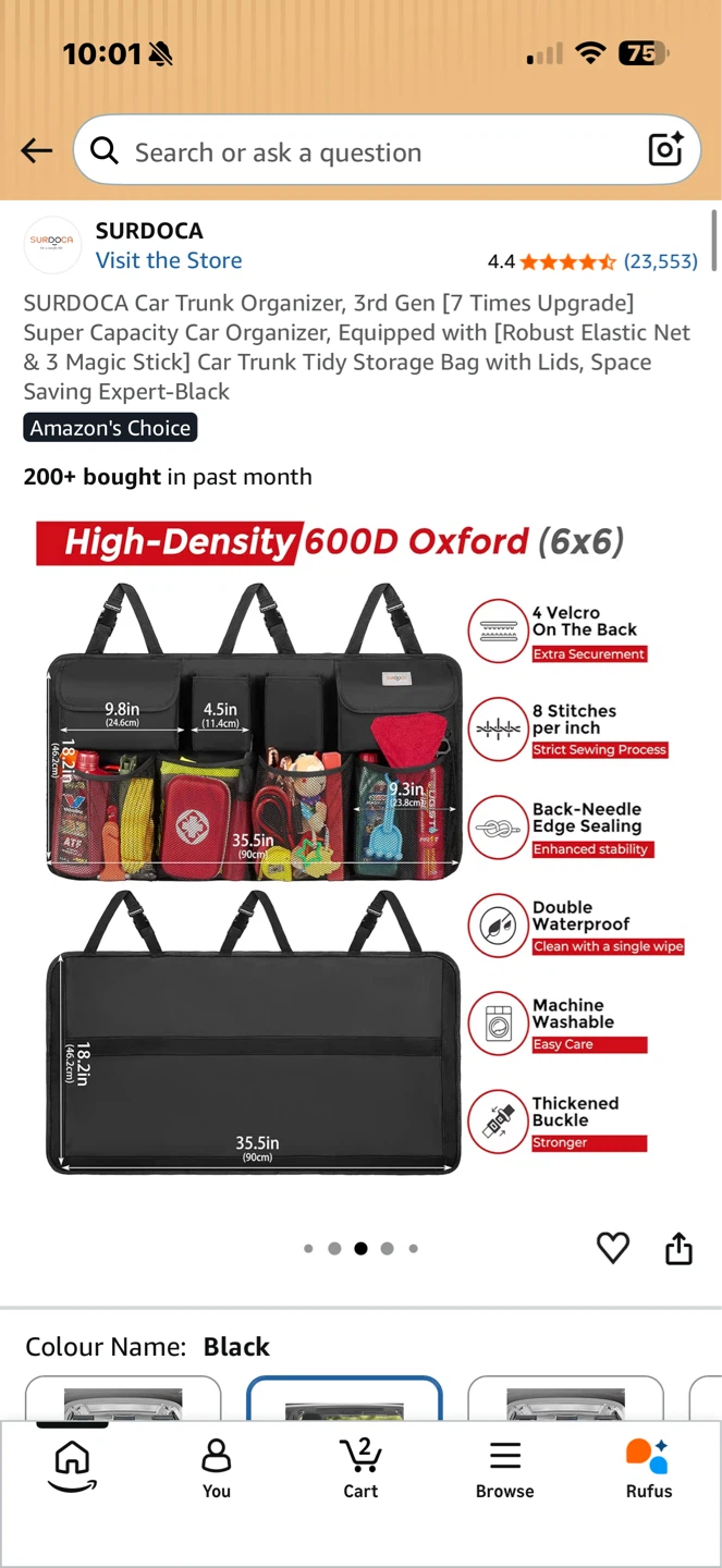 SURDOCA Car Trunk Organizer - Black - photo 3