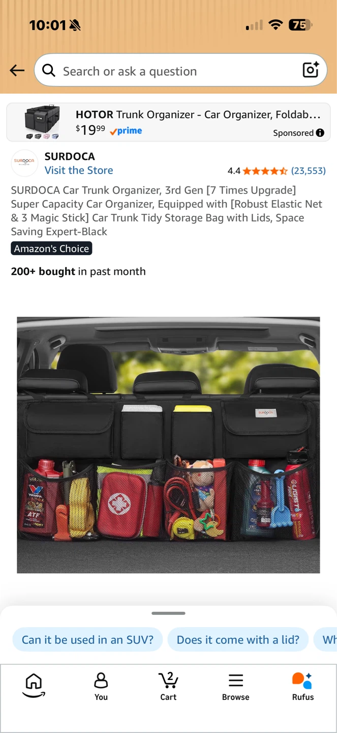 SURDOCA Car Trunk Organizer - Black - photo 2