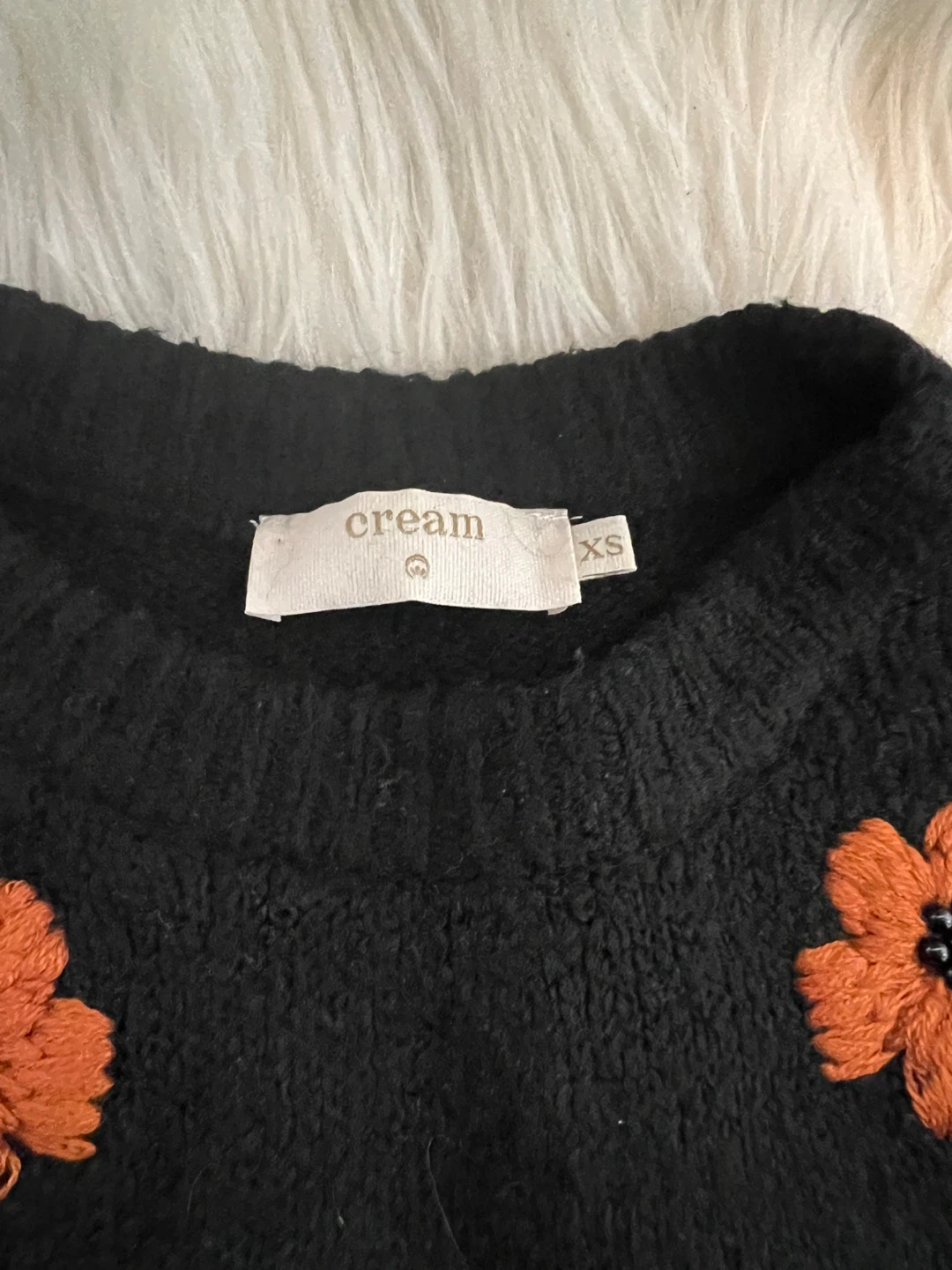 Cream Black Embroidered Floral Sweater - photo 2