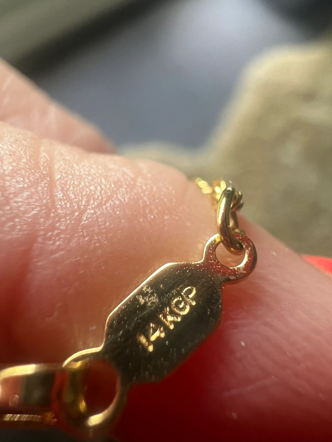 14K Gold Plated Necklace with Black Gem - photo 2