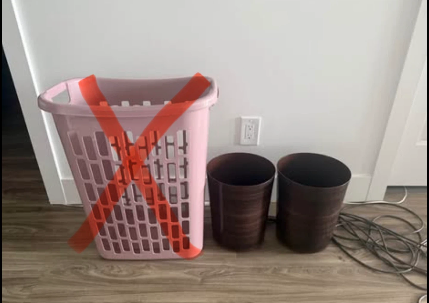 Laundry bin and garbage bins