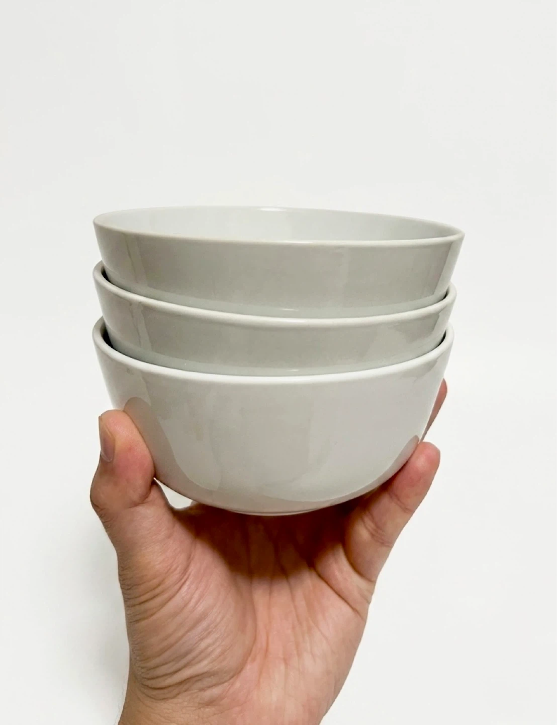 Set of 3 white ceramic cereal bowls