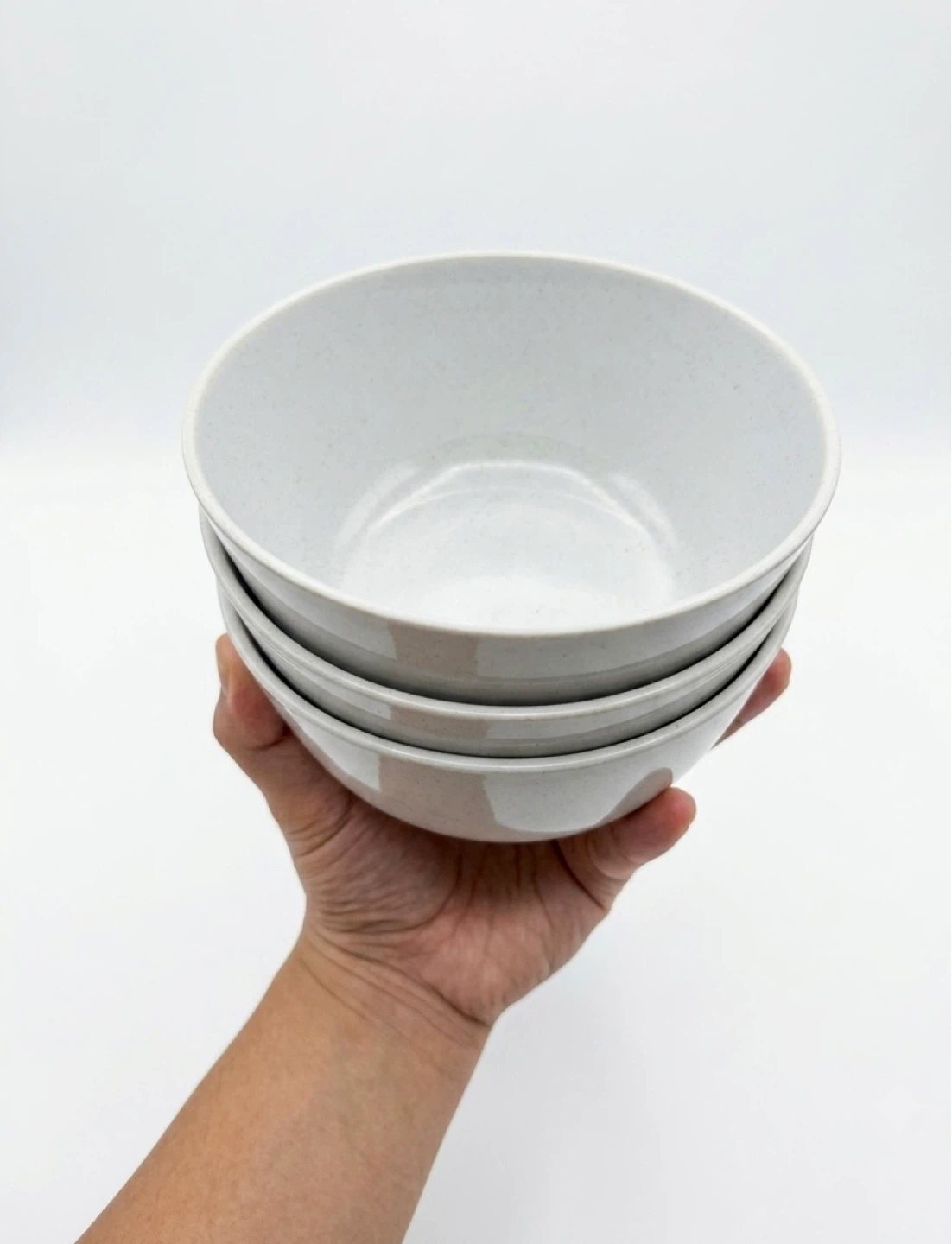 Set of 3 white ceramic cereal bowls - photo 2