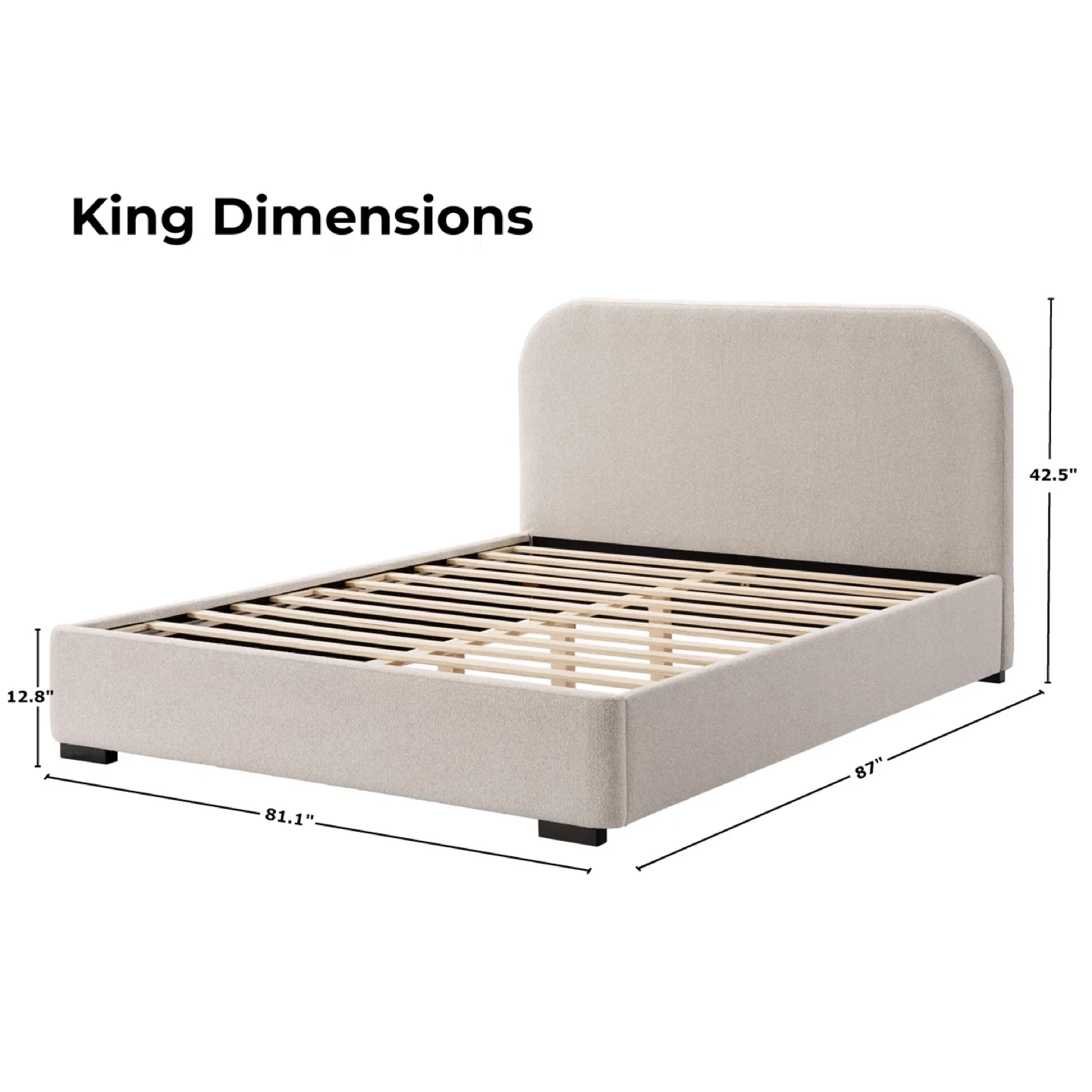 Boucle Platform Bed- king size - photo 4