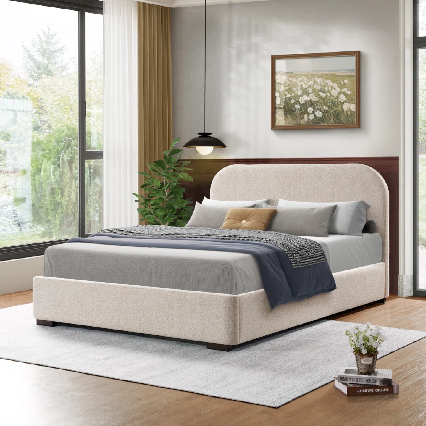 Boucle Platform Bed- king size - photo 2